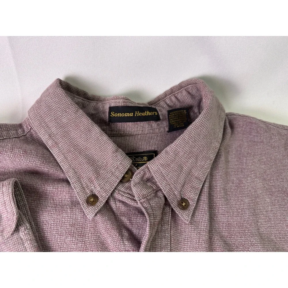 VINTAGE 90s Eddie‎ Bauer Sonoma Heathers Heavy Cotton Button Down Mens L Mauve
